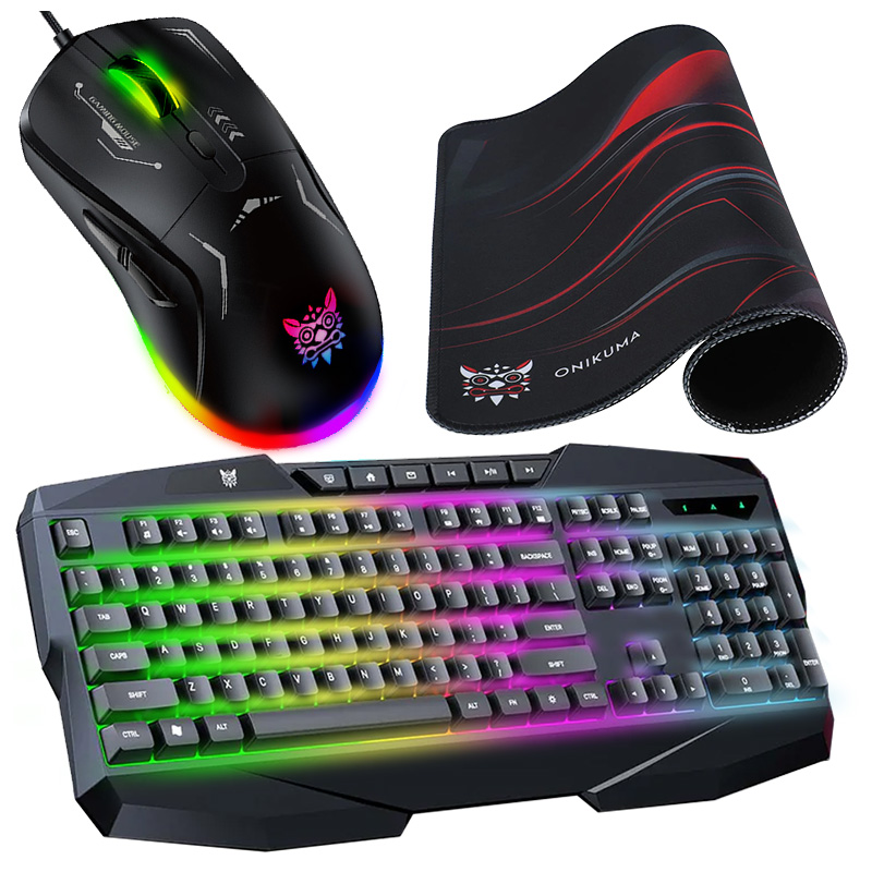 ONIKUMA GAMING SADA PRE HRÁČOV KLÁVESNICA MYŠ RGB LED USB PAD
